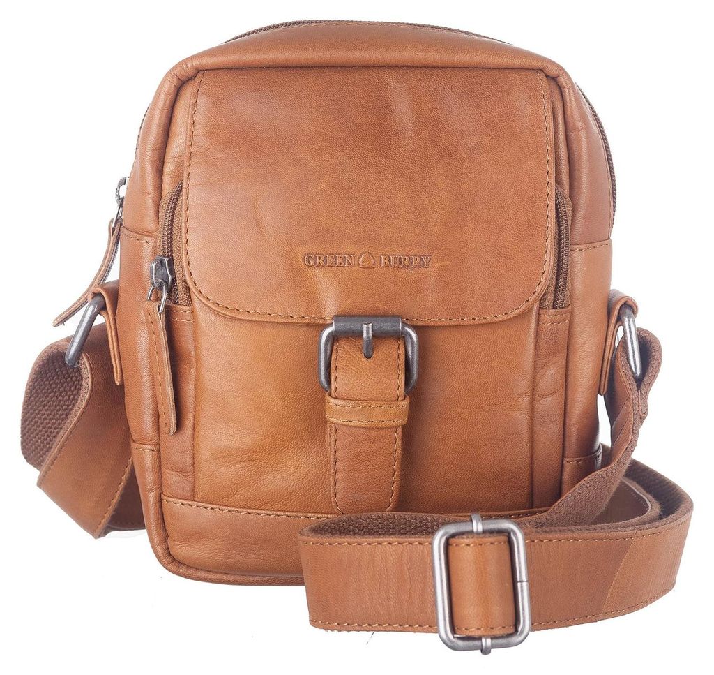 GREENBURRY Leder Umhängetasche Fiorentina Travel Crossbody Bag Tan braun