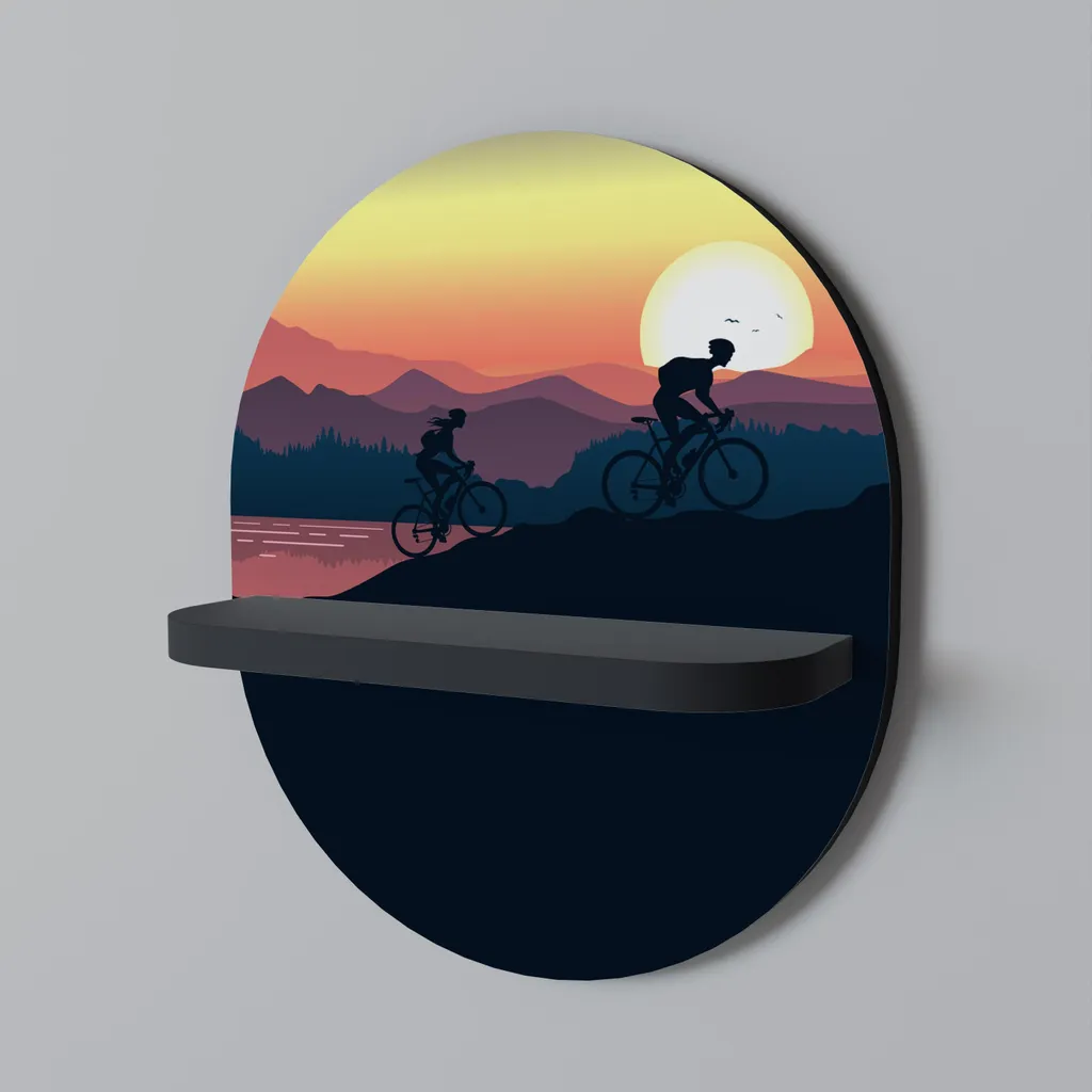 Étagère ovale noire CYCLING HORIZON en acier robuste au fini mat chic