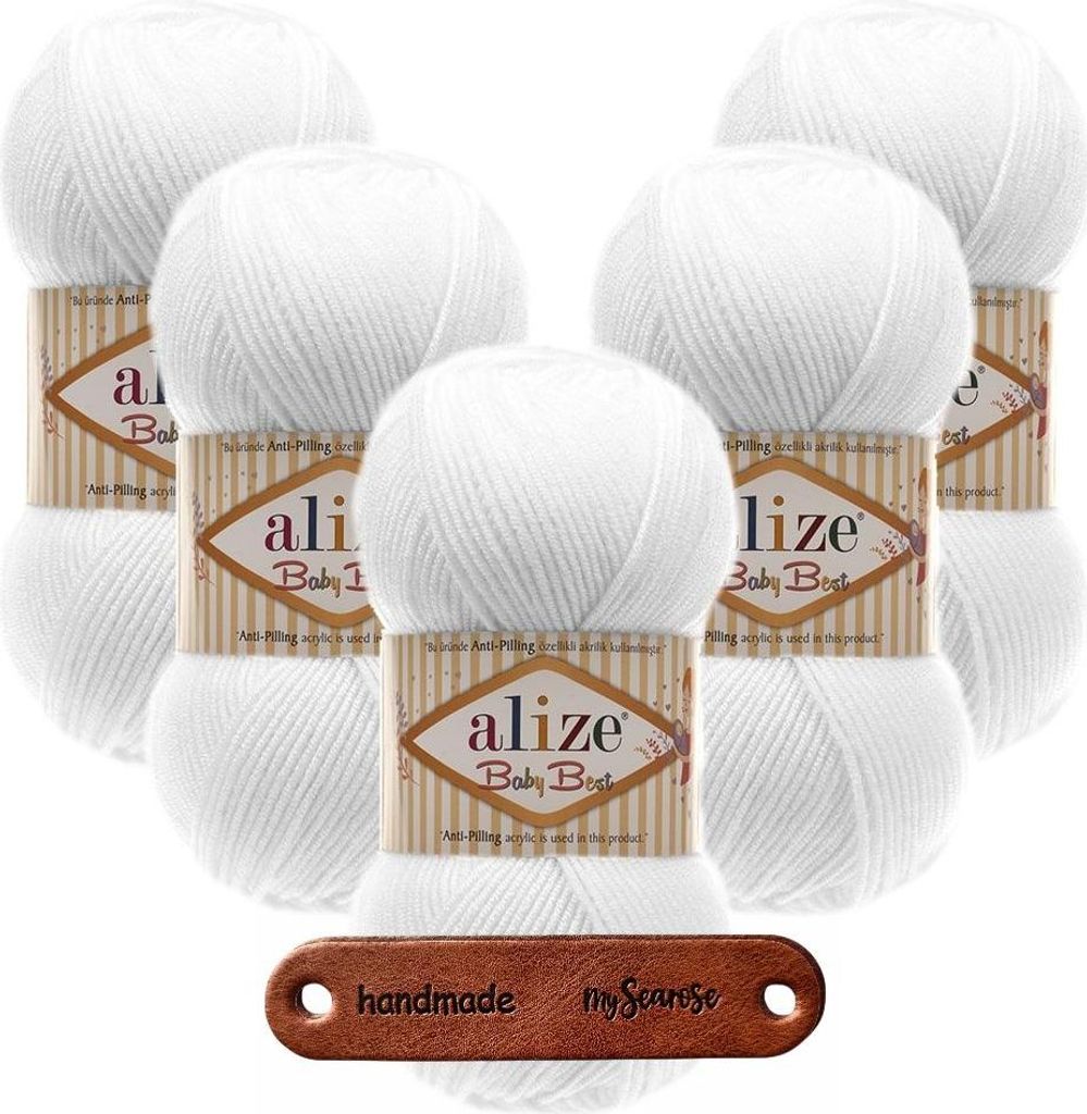 5 x ALIZE Baby Best 55 White mit Label Produktbild 