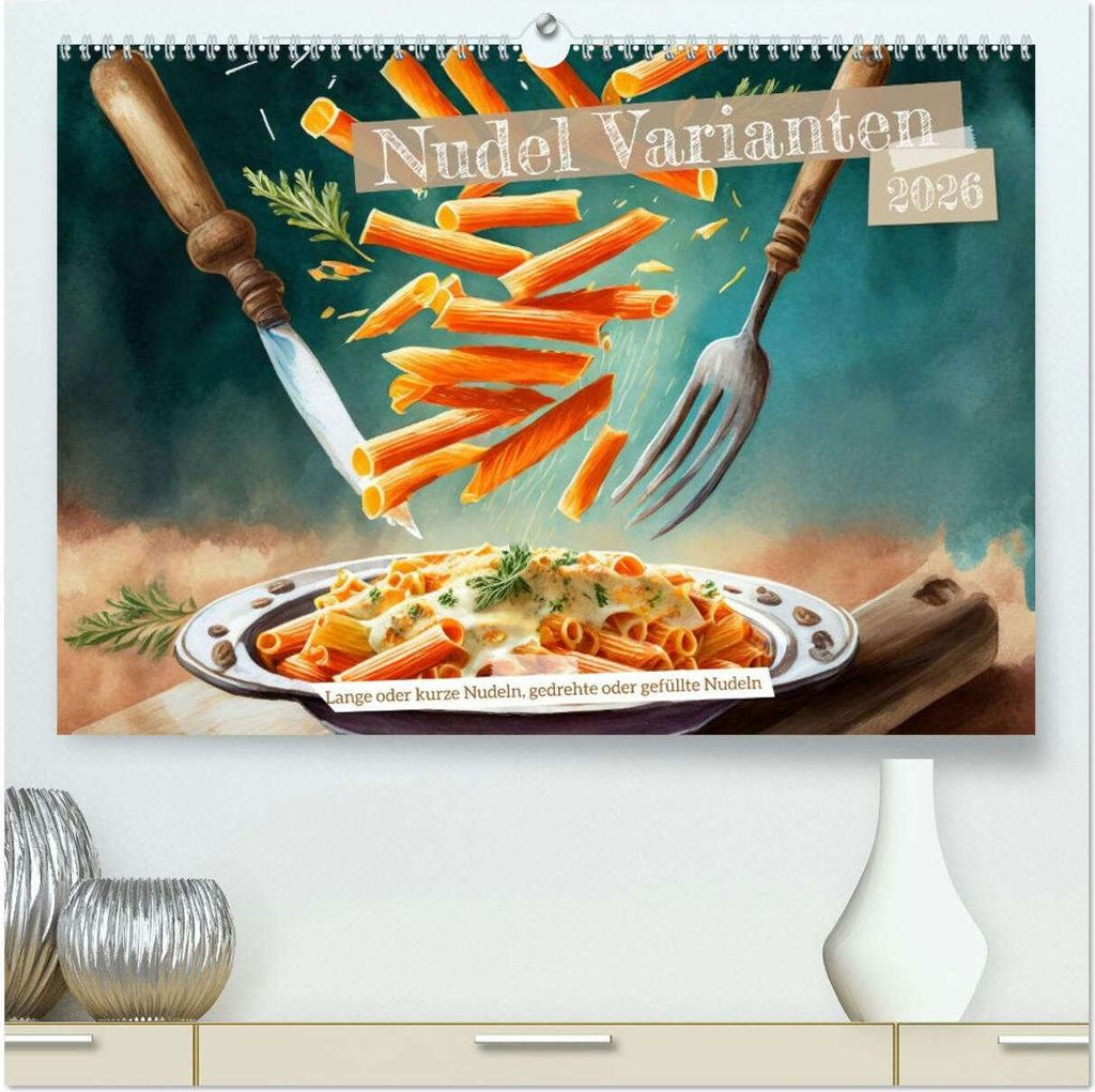 Nudel Varianten (hochwertiger Premium Wandkalender 2026 DIN A2 quer), Kunstdruck in Hochglanz