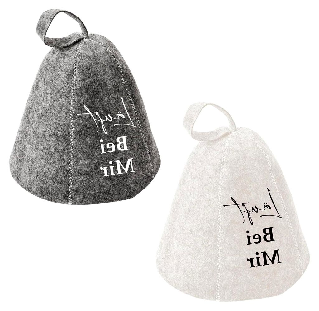 2 Stück Filz-Saunahut, ideal für Damen und Herren, gute Qualität, Sauna Zubehör, für Saunaliebhaber ein Wellness Erlebnis (weiß grau)