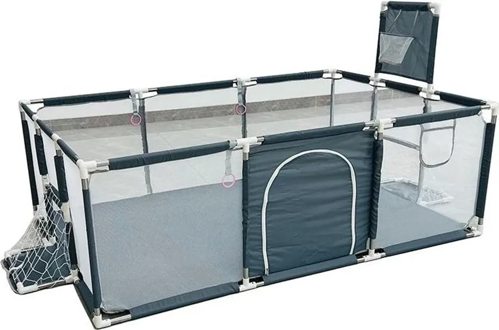 Aire de jeux bébé gris foncé avec 2 portes et rembourrage moelleux
