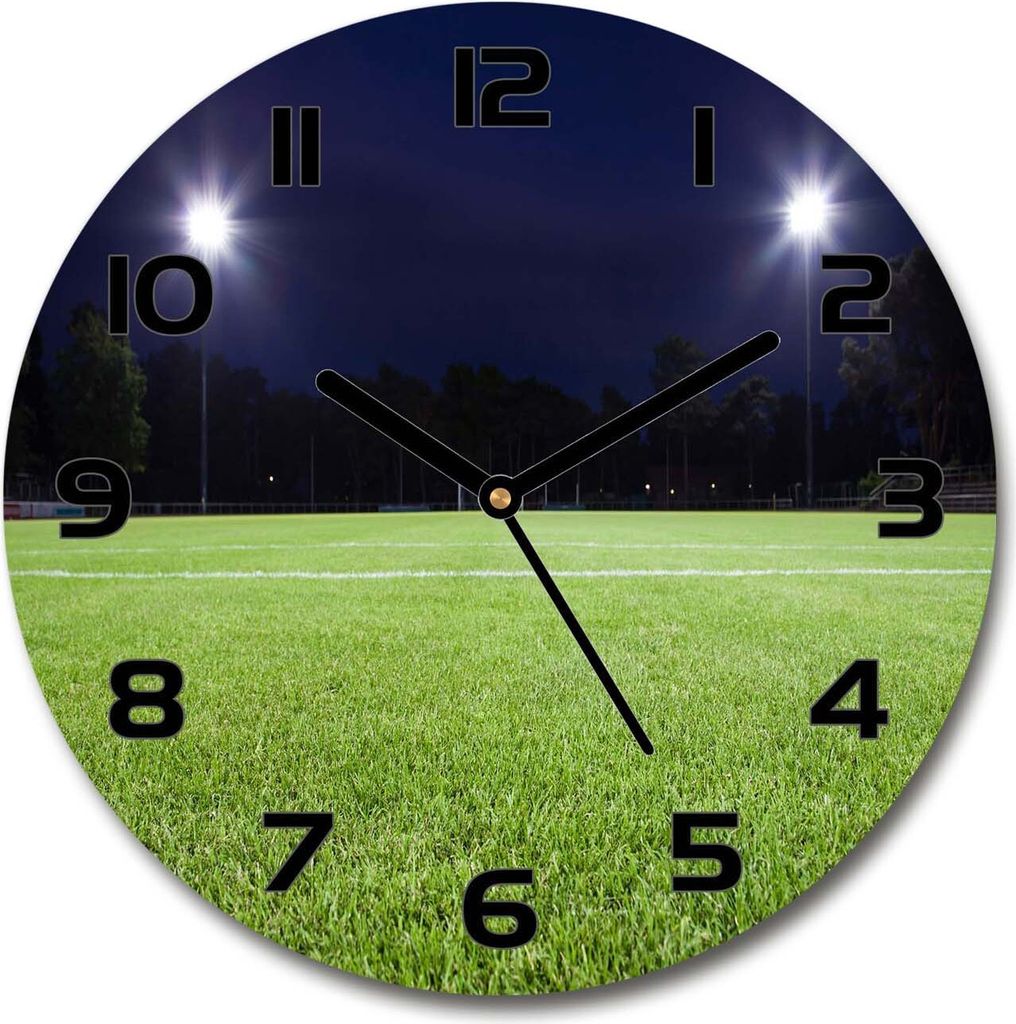 Wanduhr aus Glas 30fi Glasbild Glasuhr Gehärtetes Glas - schwarze-zeiger - Football turf