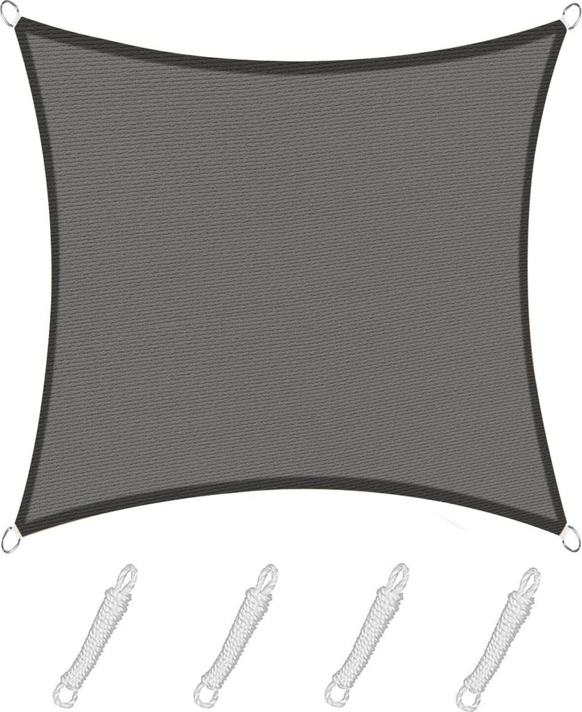 Rechteckiges Sonnensegel 2,5 x 2,5 m, Farbe Graphit, HDPE, 95 % UV-Schutz, für den Außenbereich, Garten, Terrasse, Schwimmbad