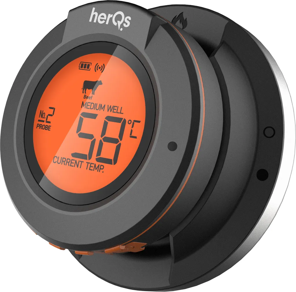 HerQs Dome Thermomètre à Viande Bluetooth avec 2 Sondes pour Gril