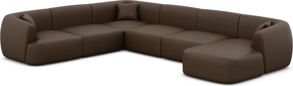 Kunstleder U-Form XXL Wohnlandschaft Elvira Dunkelbraun Rechts