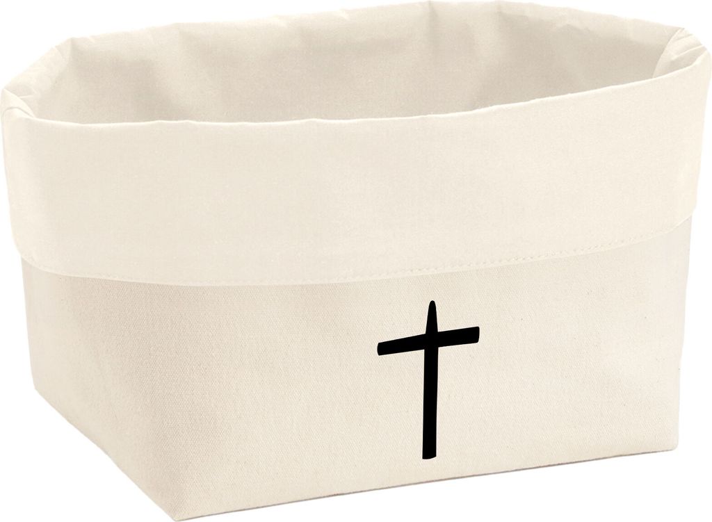 Huuraa Organizer Kreuz Christentum 3 Liter Medium Canvas Baumwolle Utensilo Geschenkidee