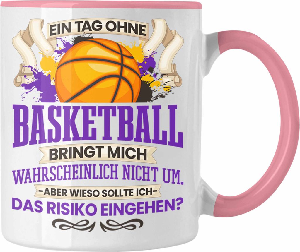 Trendation - Basketball Tasse Geschenk für Basketballspieler Basketball Trainer Coach Lustiger Spruch Geschenkidee Männer (Rosa)
