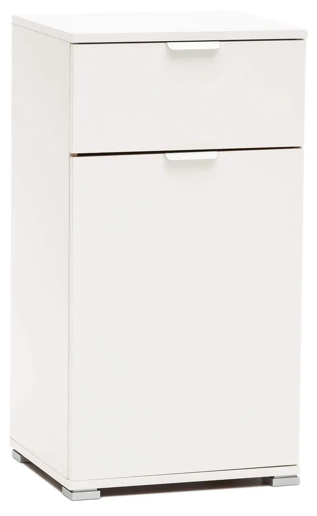 Meuble d'entrée Classic Blanc en bois mélaminé 1 porte et 1 tiroir