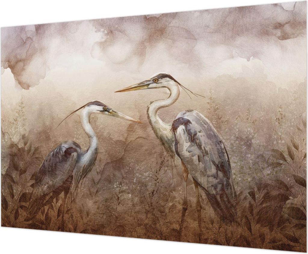 Wandtapete - Dekorative Tapete für Wohnzimmer - Tapetenfolie für Wanddekoration - 208x146 cm - Elegante Vögel