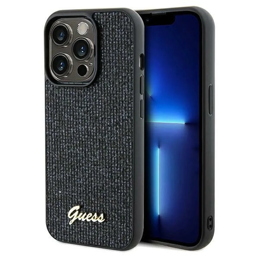 Regalo Ideale: Custodia Guess iPhone 14 Pro Disco Metal Script Nero