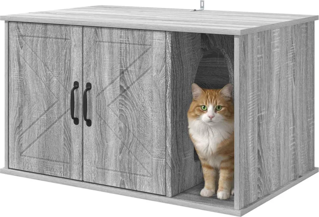Casetta per Gatti SYFAX™ Grigio Sonoma - Mobile Cuccia in Legno Moderno - 2