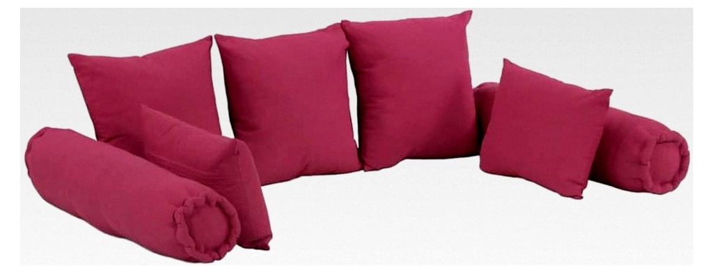 Dekokissen Set 7-teilig. Kissen für Sofa, Rücken, Couch, Wurf- und Zierkissen mit Bezug und Füllung in Rosa