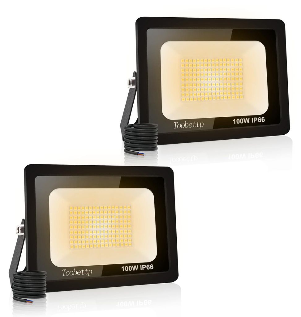 LED-Flutlicht 100 W, IP66, 10.000 Lumen, warmweiß, 2er-Set