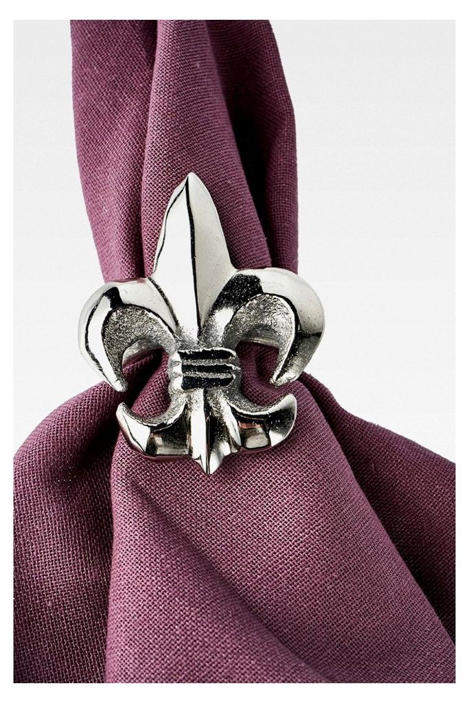 Serviettenringe 6er Set Lilie für Servietten - Serviettenhalter aus Aluminium Metall Silber - Tischdeko für Dinner, Hochzeit, Weihnachten - 6 St...