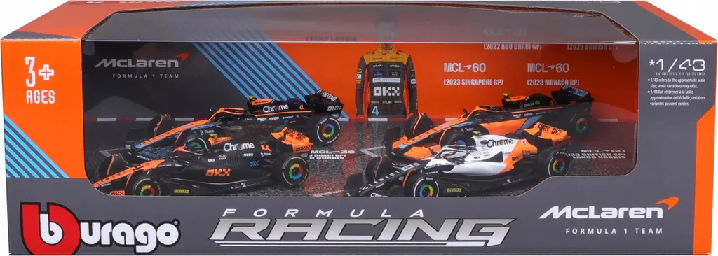 Collection F1 McLaren Complète Lando Norris MCL36 MCL60 1:43 Bburago