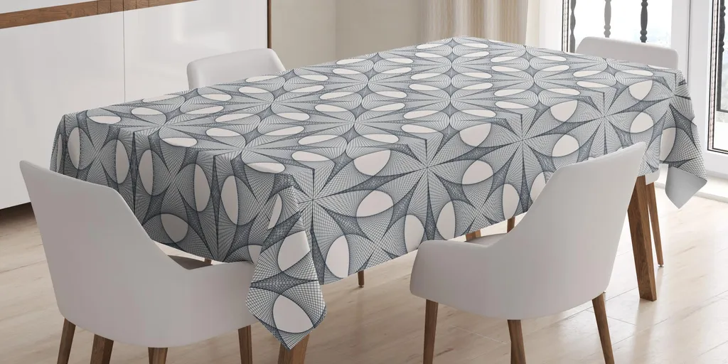 ABAKUHAUS Tovaglia Geometrica 140x240 cm Antimacchia Avorio e Nero