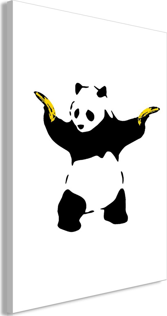 Modernes Wandbild Banksy 60x90 - 1 Teile Bilder Fotografie auf Vlies Leinwand Foto Bild Dekoration Wand Bilder Kunstdruck Street Art Panda Bananen ...