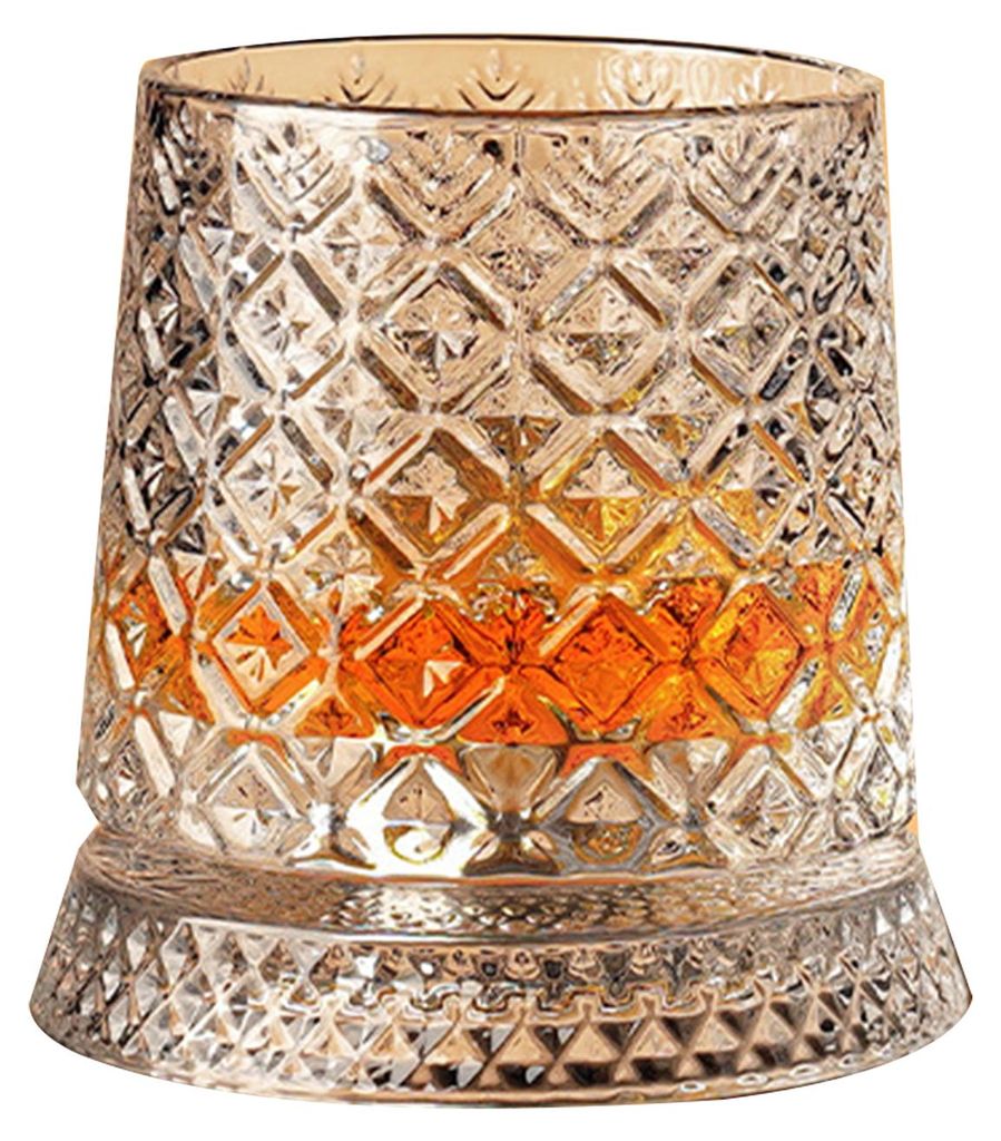 Whiskyglas mit beleuchtetem Fuß, 360° drehbar, 260 ml, bleifreies Glas, einzigartiges Geschenk für Papa zum Geburtstag oder zu Feiertagen