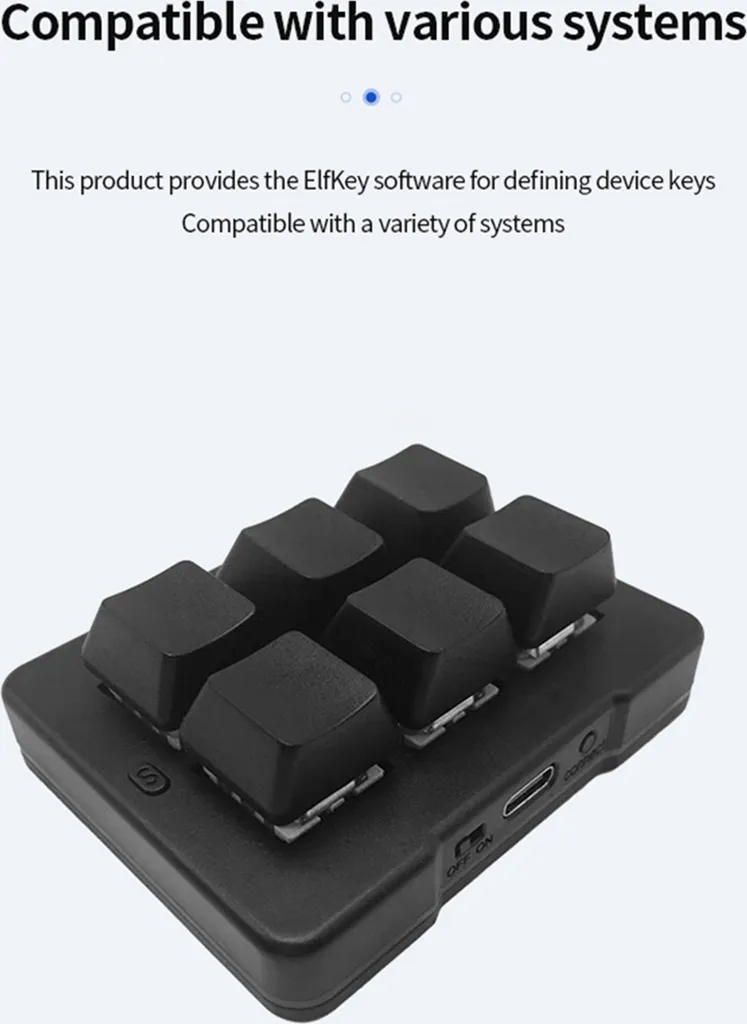 Clavier programmable 3 modes avec 6 touches mécaniques et Bluetooth - 5