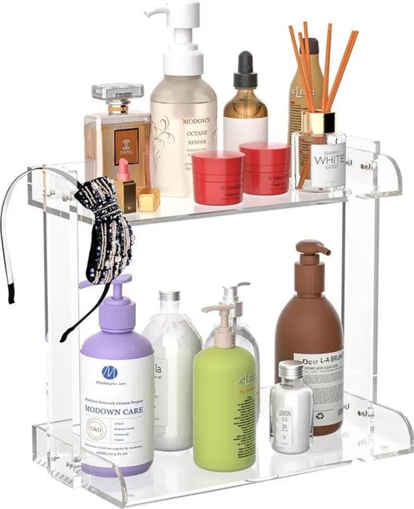 Organiseur de salle de bain à deux étages transparent et imperméable
