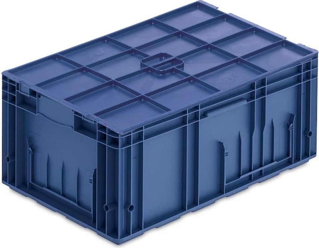 VDA KLT Kleinladungsträger mit Verbundboden & Auflagedeckel | HxBxT 28x40x60cm | 48 Liter | KLT, Transportbox, Transportbehälter, Stapelbehälter
