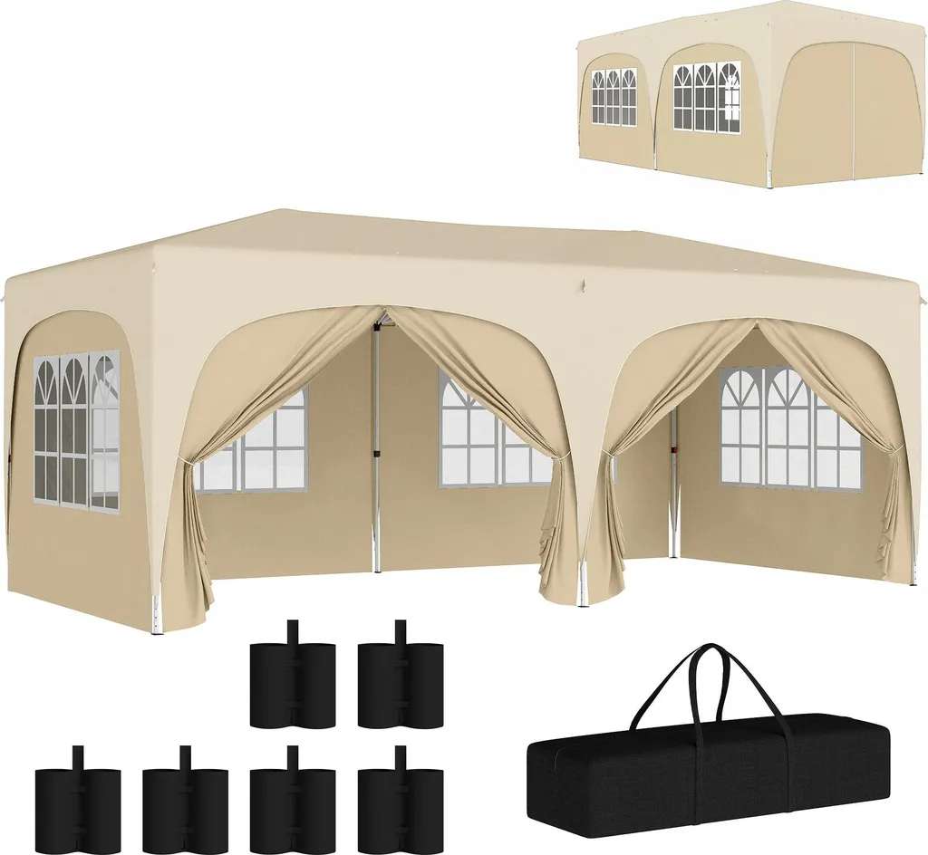 Tonnelle Pliante 3x6m Anti-UV et Stable : Solution Contre Soleil et Vent