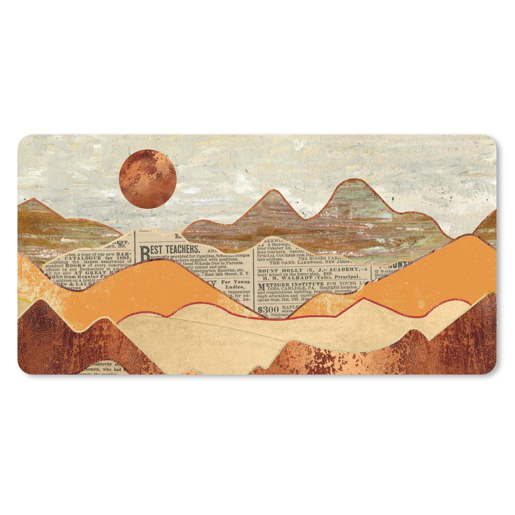 MuchoWow Schreibtischunterlage Vintage - Zeitung - Bronze - Abstrakt - Landschaft - Farben 80x40 cm - XXL Mauspad - Gaming Mauspad