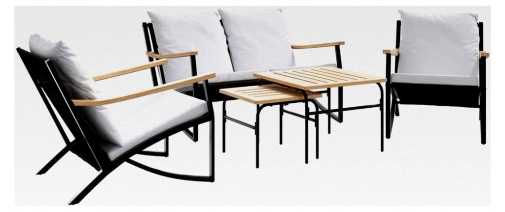 5-teiliges Balkonlounge-Set, Gartenlounge für den Außenbereich, Gartenmöbel-Set, Loungemöbel für die Terrasse, Gartensofa mit Kissen, Schwarz ...