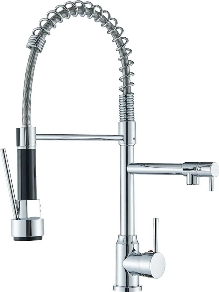 Rubinetto Cucina Doccetta Estraibile 360° Grigio Cromo Professionale