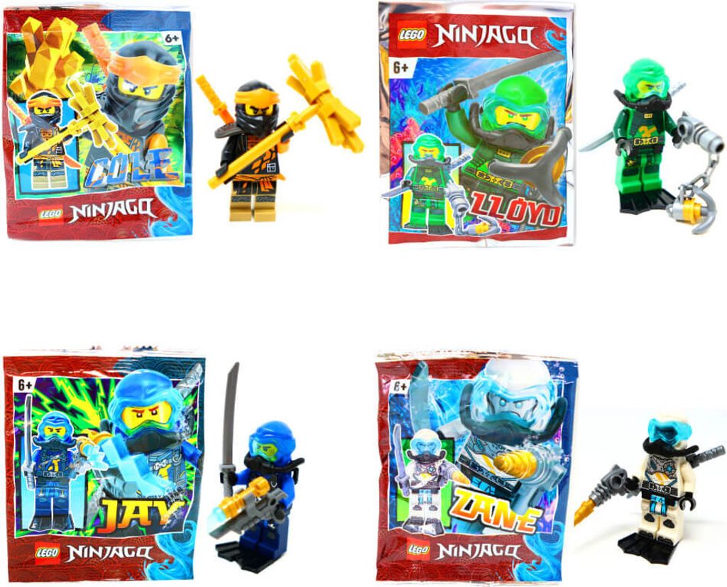 Lego Ninjago Legacy Minifiguren - Set aus 4 Figuren - Cole 3 + Zane 3 + Jay 5 + Lloyd 4