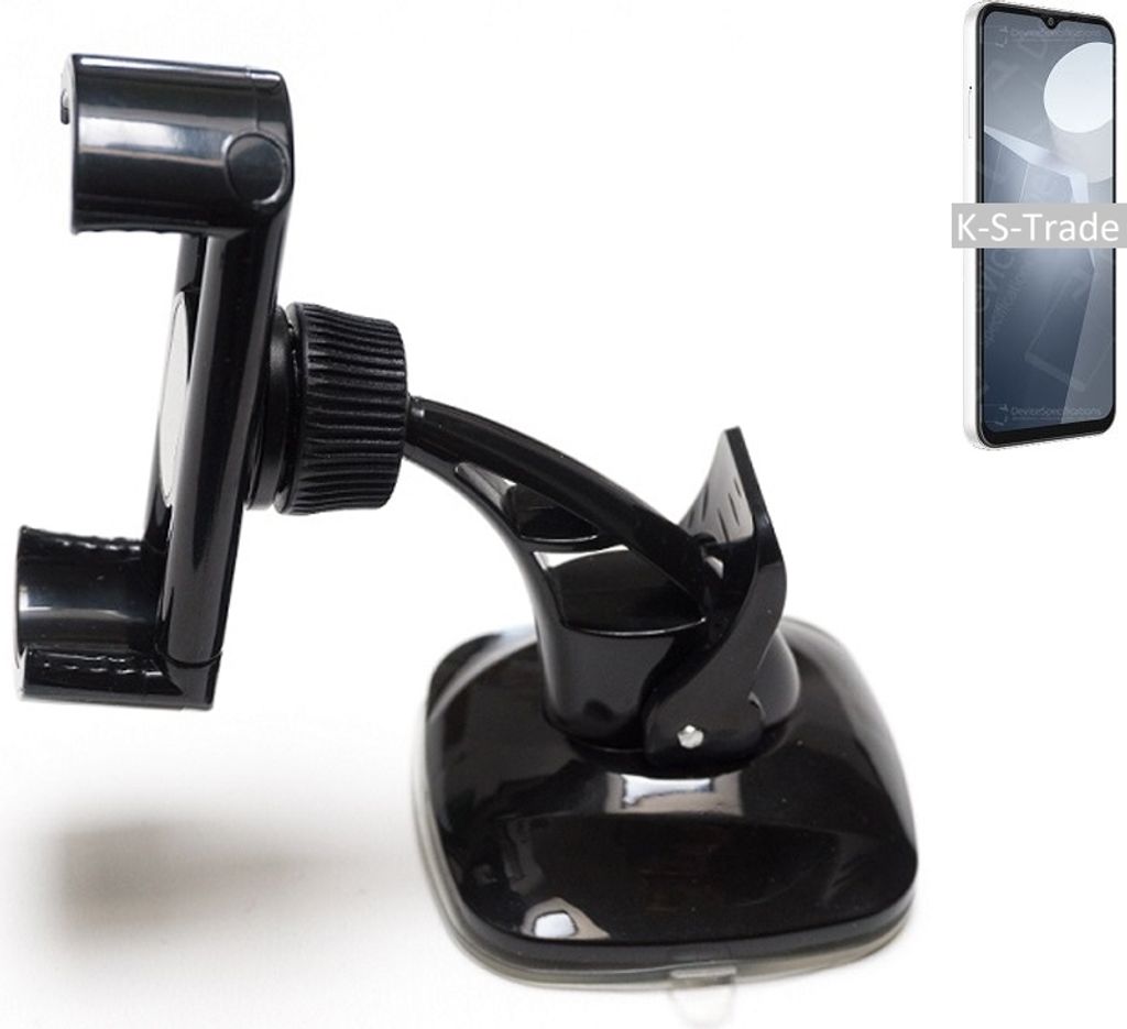 K-S-Trade kompakte Handy-Halterung Windschutzscheibe kompatibel mit Coolpad Cool 20 Armaturenbrett schwarz Autohalterung KFZ Halter Scheiben-Halterung