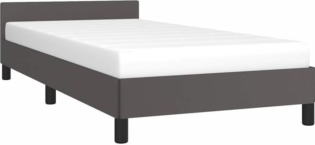 vidaXL Bettgestell mit Kopfteil ohne Matratze Grau 90x190 cm