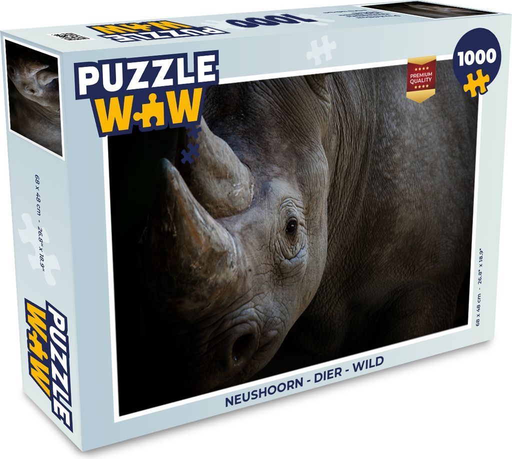 MuchoWow Puzzle 1000 Teile Rhinozeros - Tier - Wild - Erwachsene - Rätsel