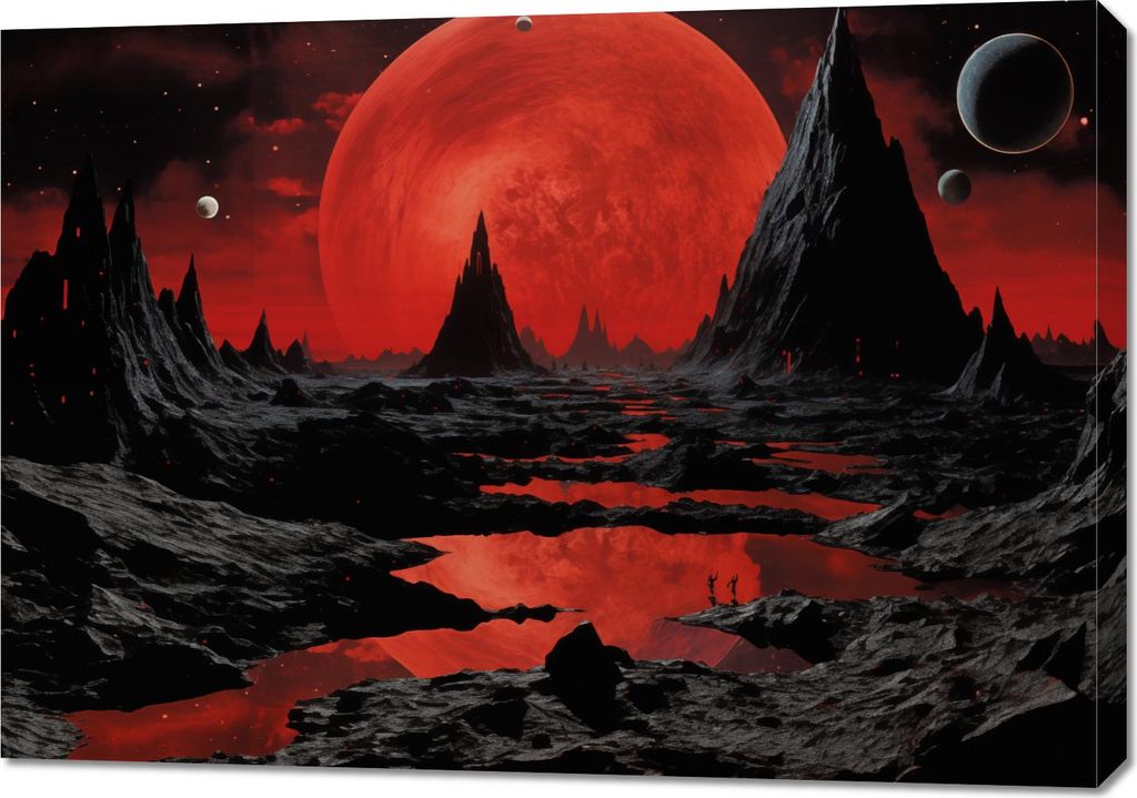 Bild 100x70cm Vollmond in fernen Ländern