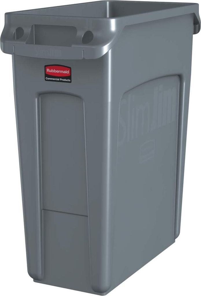 Rubbermaid Abfallbehälter Slim Jim mit Lüftungskanälen grau Produktbild 