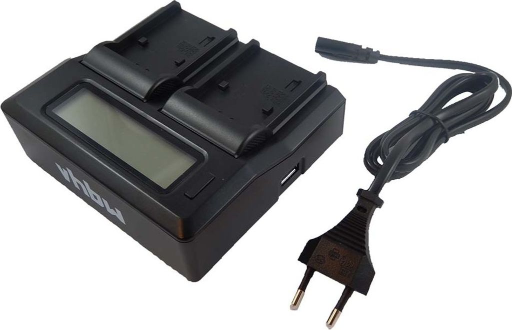 vhbw Dual Ladegerät kompatibel mit Sony Alpha NEX-5KS, NEX-5R, NEX-5N Kamera Camcorder/Akku - Ladeschale mit Display, Ladeanzeige, 8.4/12.6/16.8 V