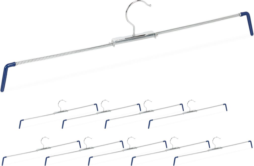10 Grucce Per Pantaloni Con Clip Regolabili, 30 Cm, In Metallo Robusto Antiruggine. Gommini Antiscivolo E Ganci Girevoli A 360°. Perfette Per Gonne, Jeans, Asciugamani E Viaggi. Colore Argento.
