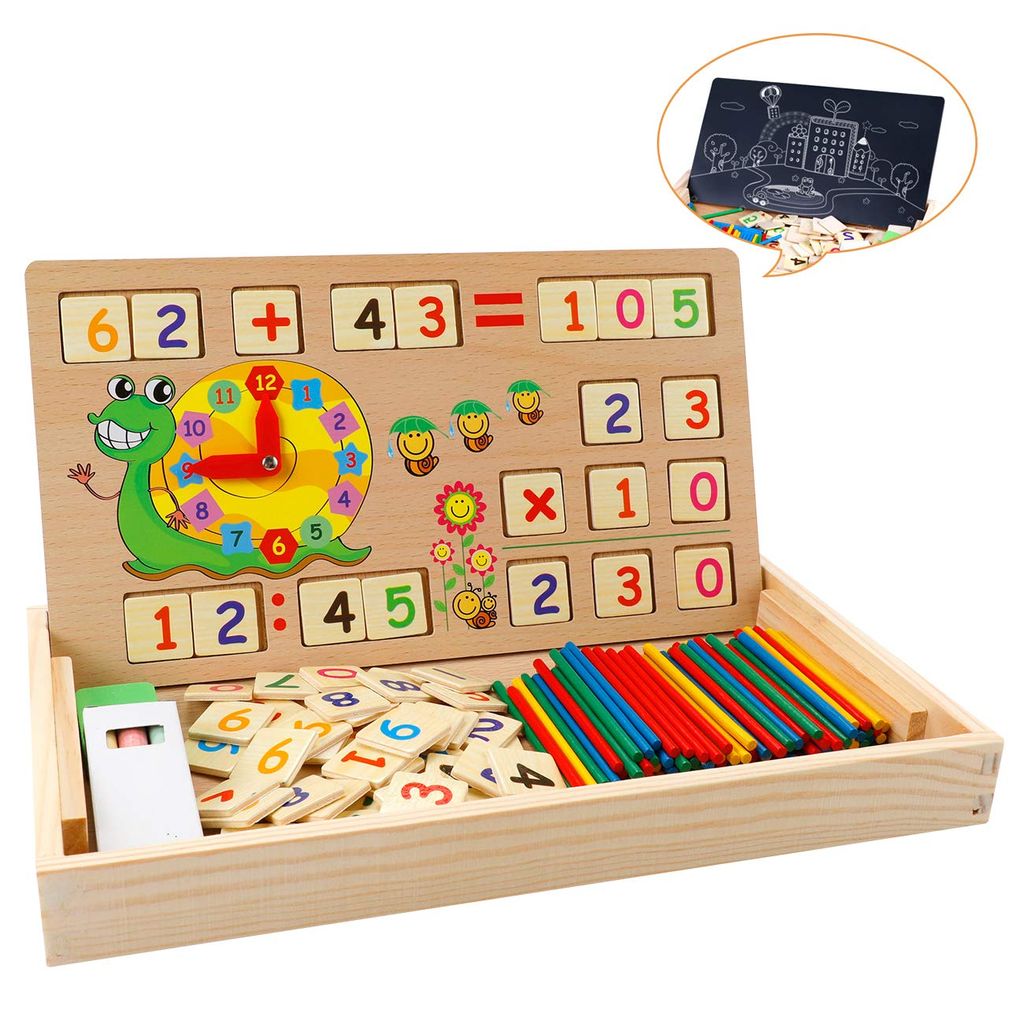 Lernbox PLUS MINUS Holz Rechnen lernen Mathematik Mathe Kinder Lernspielzeug NEU 
