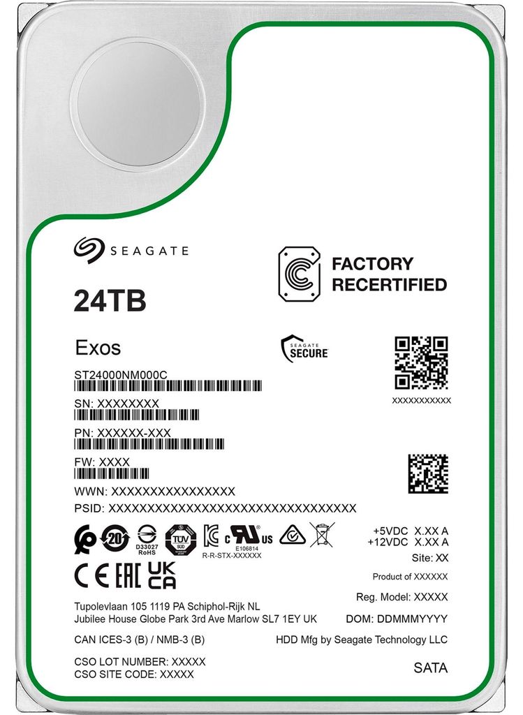 Disque Dur 3.5" Seagate Exos 24TB 7200RPM SATA III Image du produit 