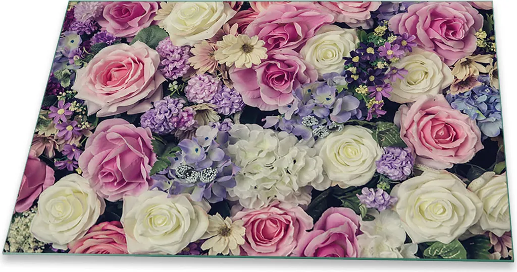 Protezione Vetro Piano Cottura 80x52 | Tagliere Universale Fiori