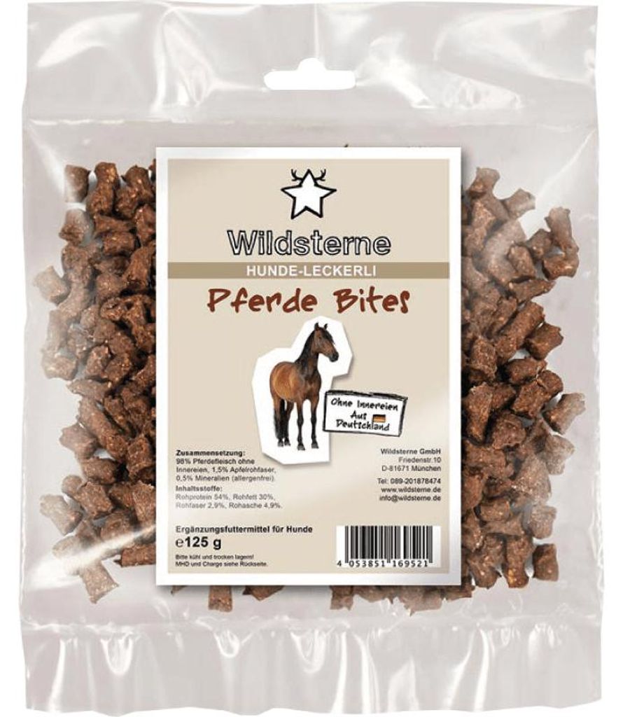 Wildsterne Bites Pferd | Hundeleckerli aus reinem Pferdefleisch | ideal für sensible Hunde | 125 g