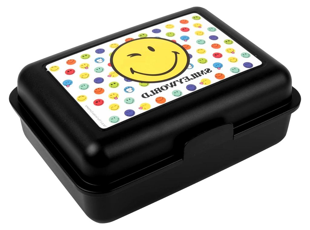 SmileyWorld Brotdose mit Trennwand 17,5x12,8x6,9 cm, Schwarz