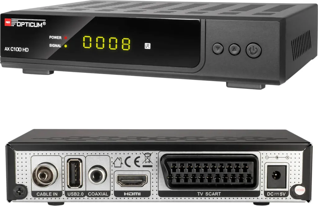 Opticum AX C 100 DVB-C Décodeur avec Lecteur USB et Sortie HDMI Noire - 11