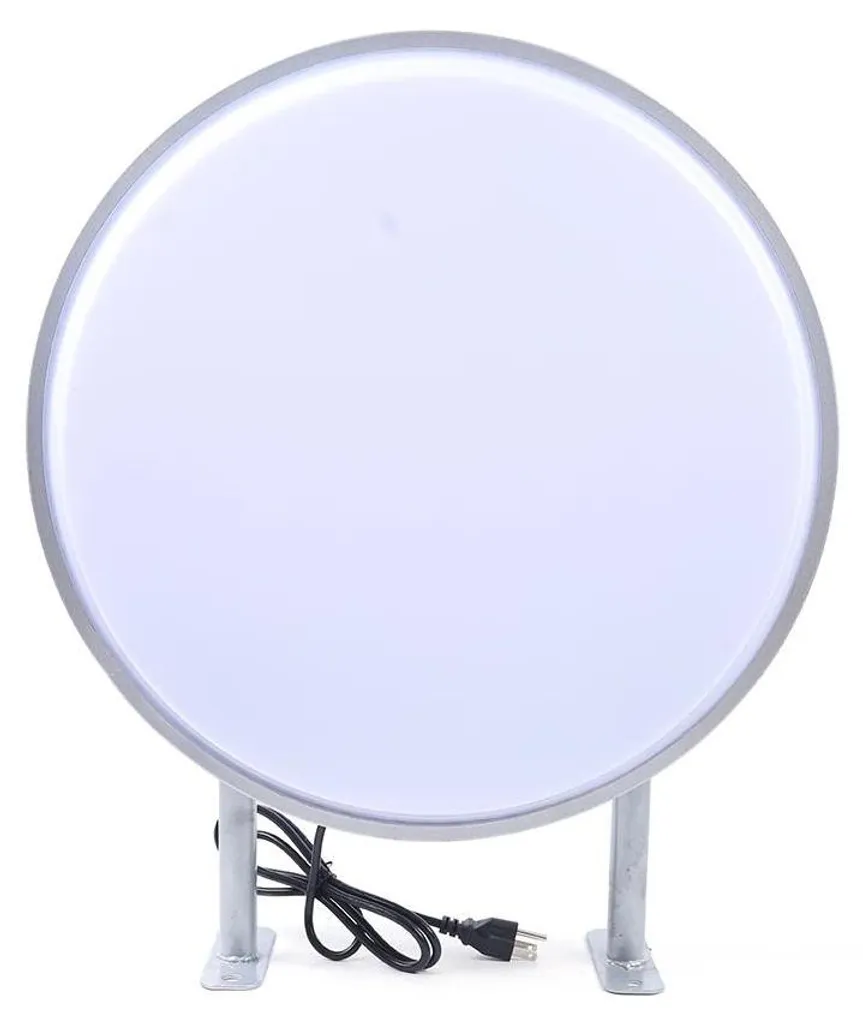 Caisson publicitaire pour façade magasin LED ronde 50 cm biface