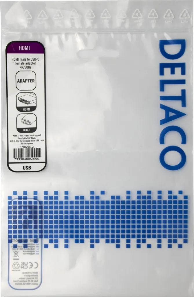 Solution HDMI vers USB-C Alt Mode 4K 60Hz Deltaco - Fix Image Stable