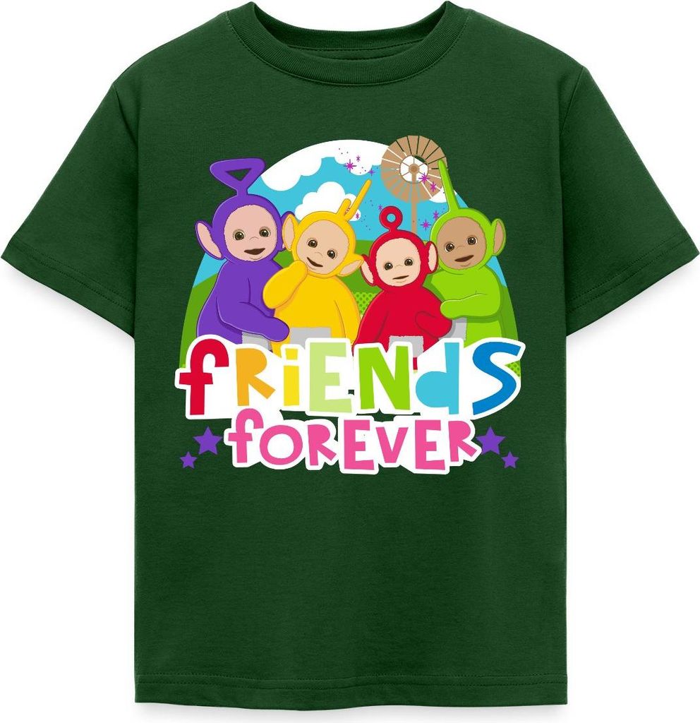 Spreadshirt Teletubbies Friends Forever Süßes Design Kinder T-Shirt, 98/104 (3-4 Jahre), Forstgrün