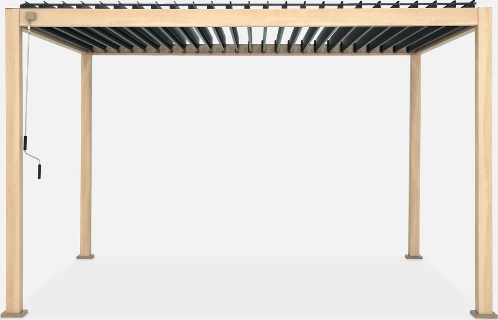 sweeek - Bioklimatische Pergola mit Lamellendach Triomphe 3x4m - Helles Holz