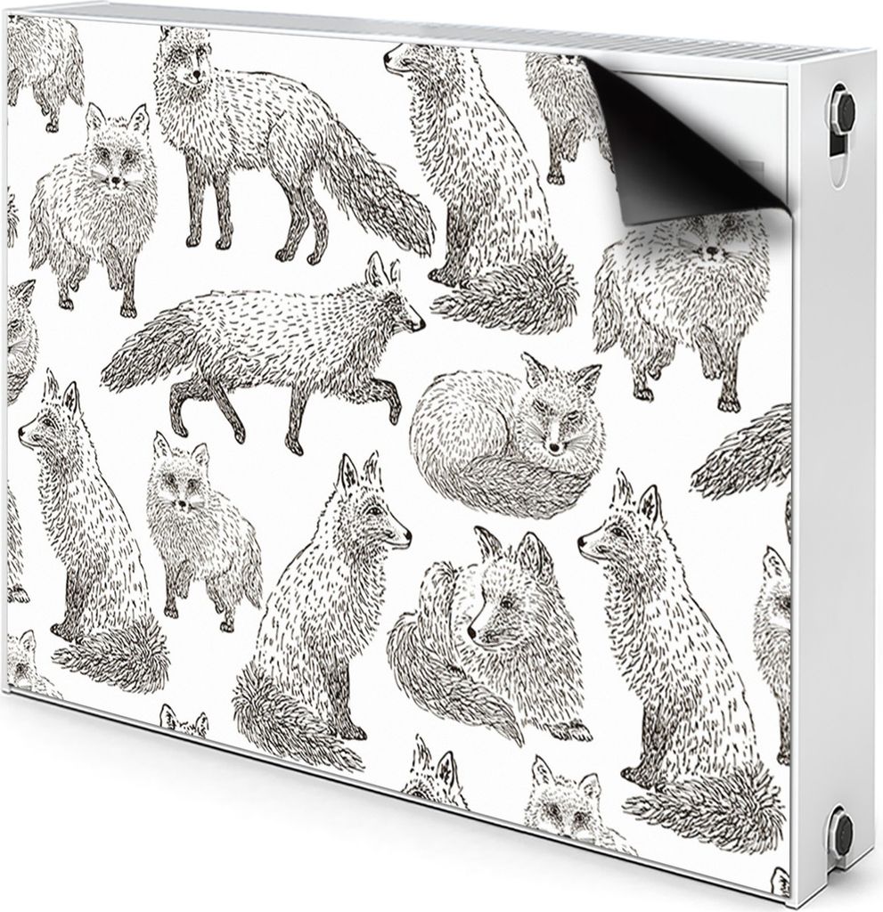 Magnet Heizkörper-Abdeckung Verkleidung Abdeckung Heizkörperabdeckung 80x60 cm - Skizziert, Füchse