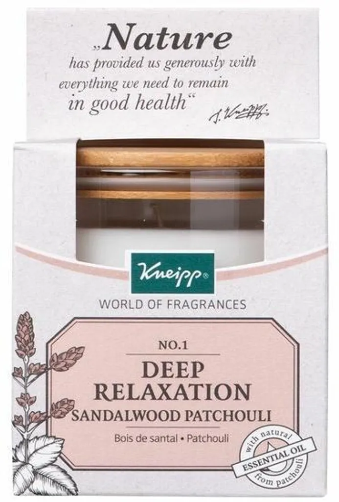Bougie parfumée Kneipp anti-stress santal et patchouli - Lot de 6 x 145g